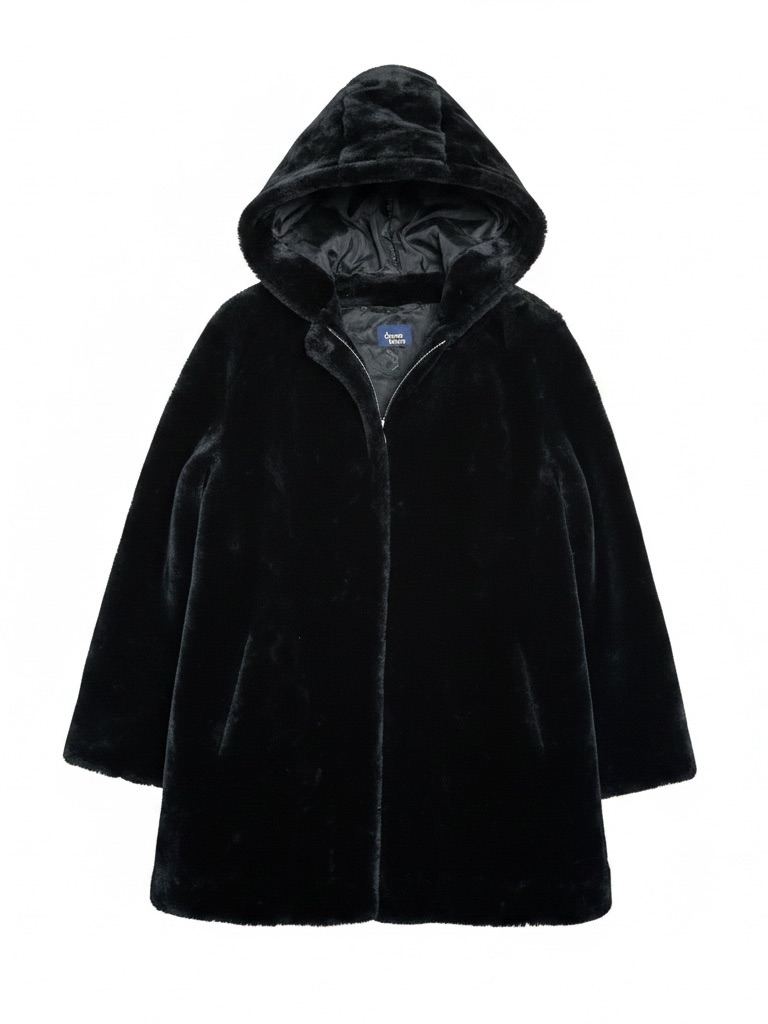Dennis Basso Black Hooded Teddy Coat